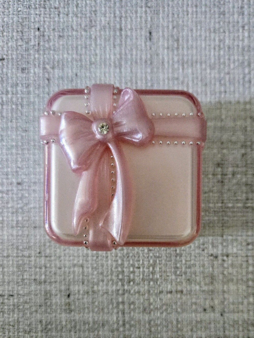 Vtg 50s JCM Jewelry Presentation Box Frosted Pink Shiny Bow